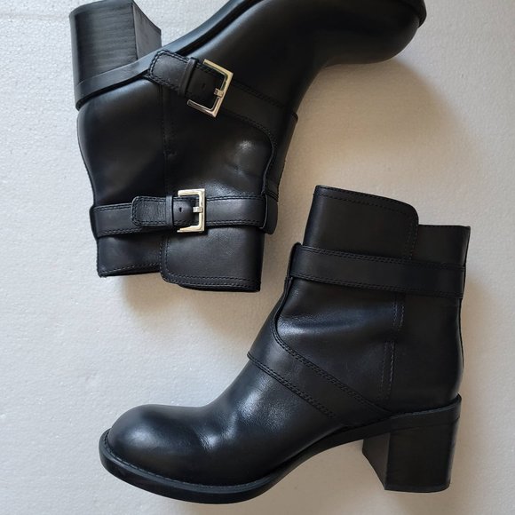 EUC Nine West Lorena' Buckle Mid Boot Biker Booties Size 10 - Picture 5 of 14